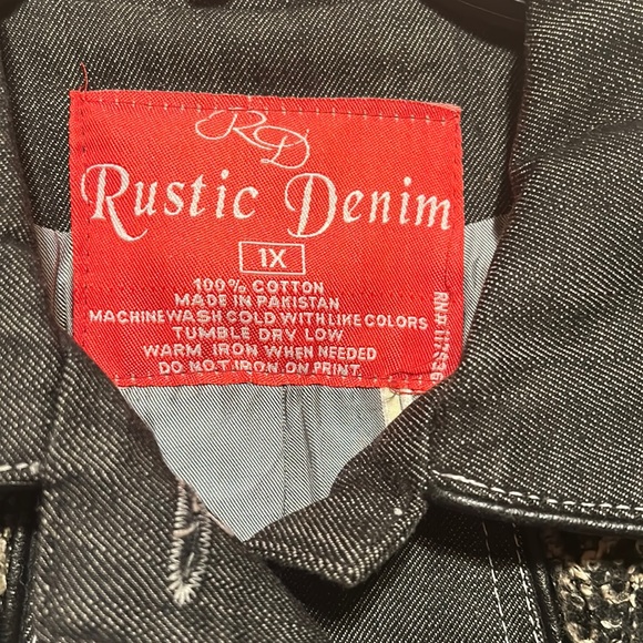 Rustic Denim Jean Jacket 1X New - Picture 2 of 3